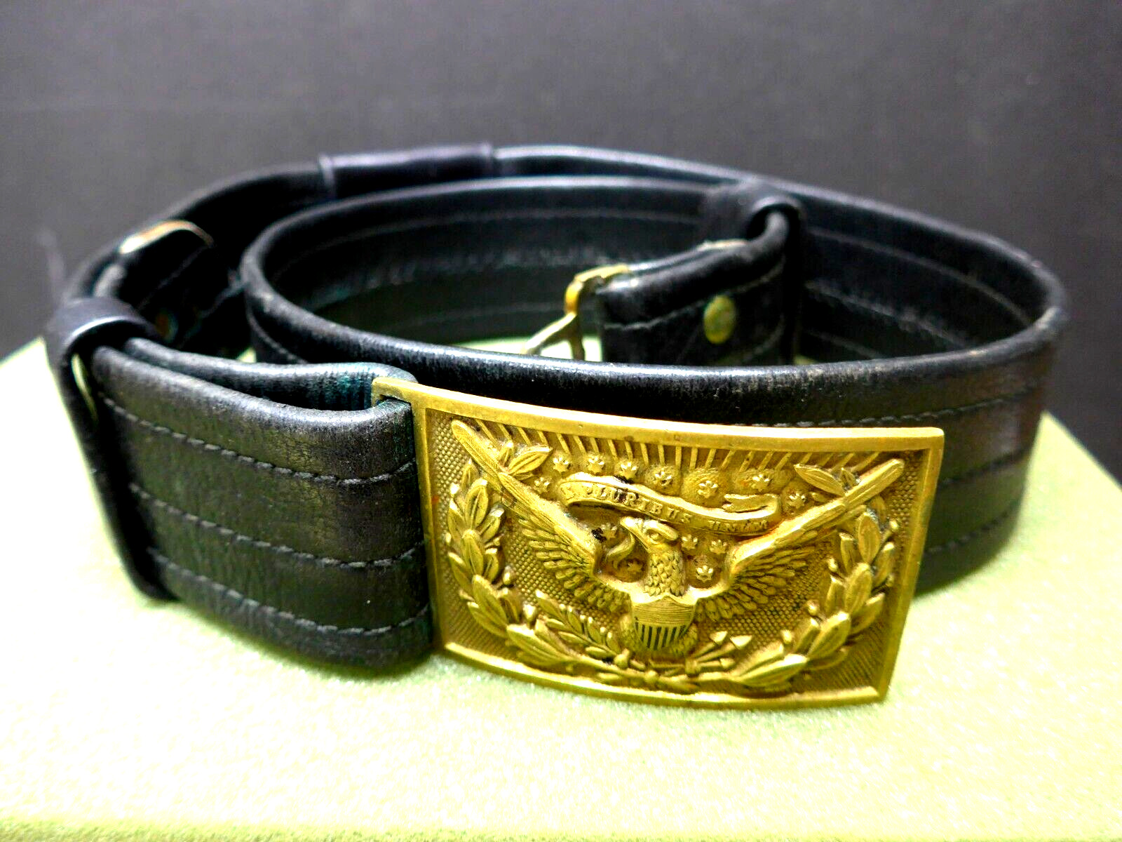Antique Us Cavalry Officer Belt,buckle & Sword Hanger