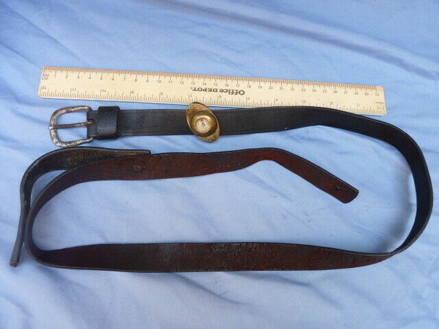 Civil War Era Leather Belt And Small Brass Compass