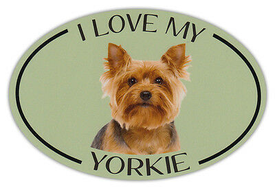 Oval Dog Breed Picture Car Magnet - I Love My Yorkie (yorkshire Terrier)
