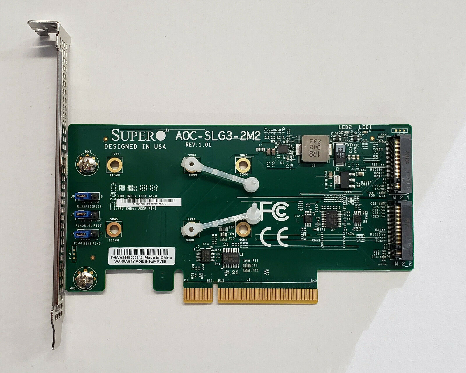 *new Full Warranty W/ Two Brackets* Supermicro Aoc-slg3-2m2 Pcie For 2 Nvme Ssds