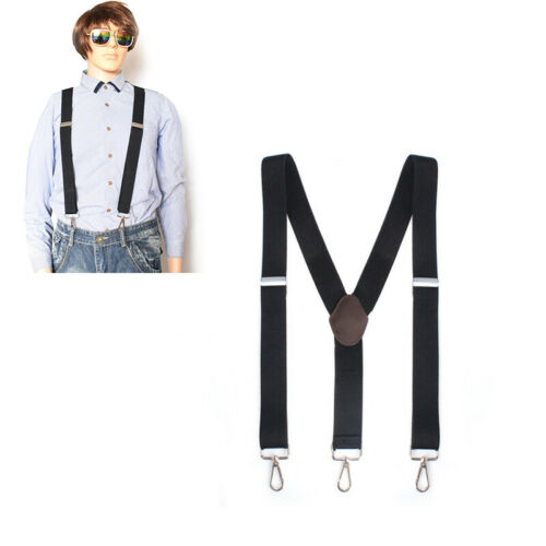 Men's Adjustable Pery Belt Hook Y-back Elastic Suspenders Heavy Duty Work Black
