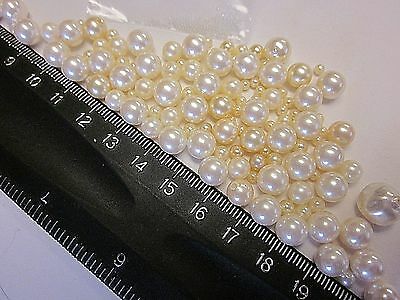 Huge Lot No-hole & 1 Hole Faux Pearls 100 Mix Vtg Repair Jewelry Making Crafts