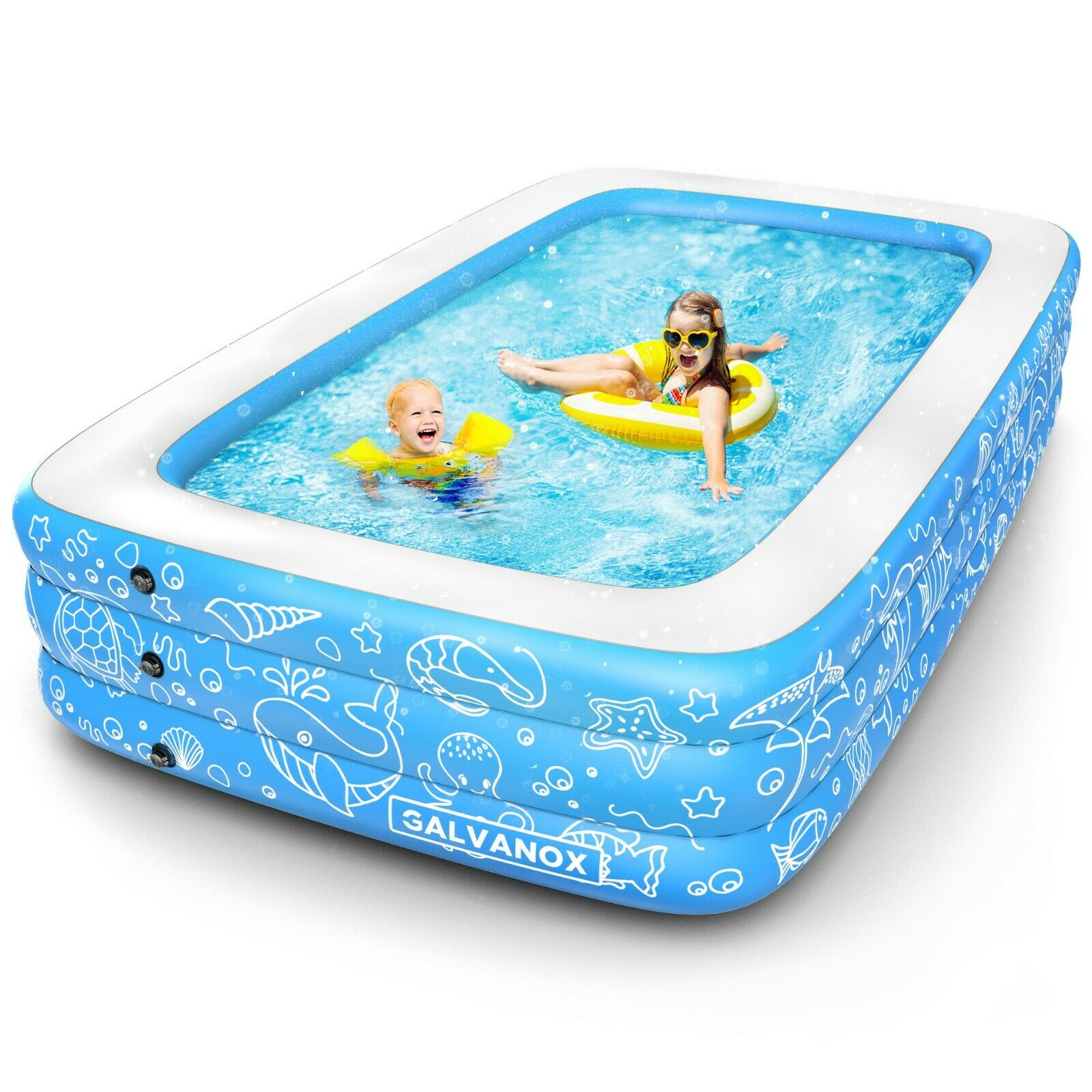 Inflatable Pool Above Ground Swimming Pool For Kiddie/kids 22" Deep 10x6ft Blue