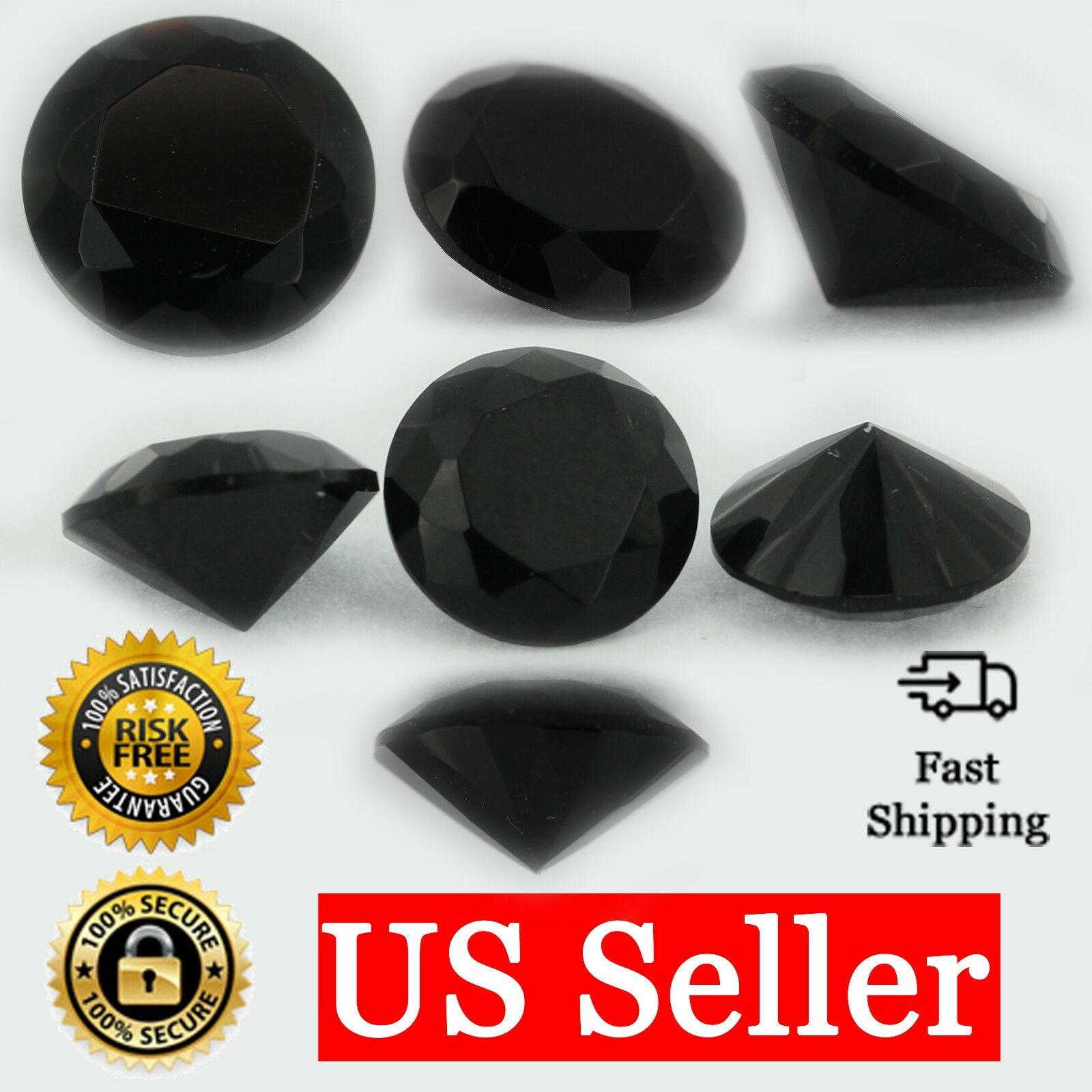 Loose Round Cut Black Onyx Cz Stone Single Cubic Zirconia Birthstone Shape