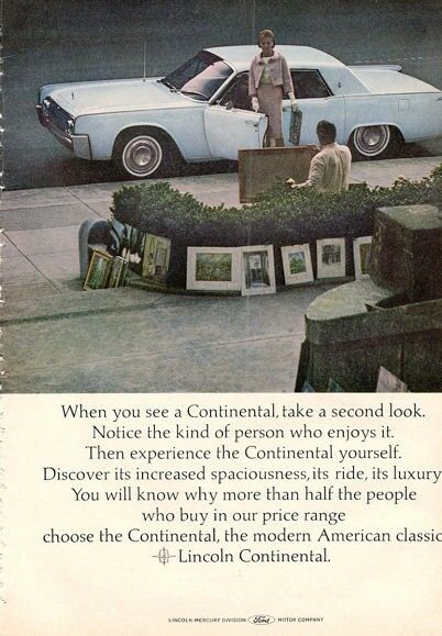 1964 Lincoln Print Ad White Continental Sedan Suicide Doors