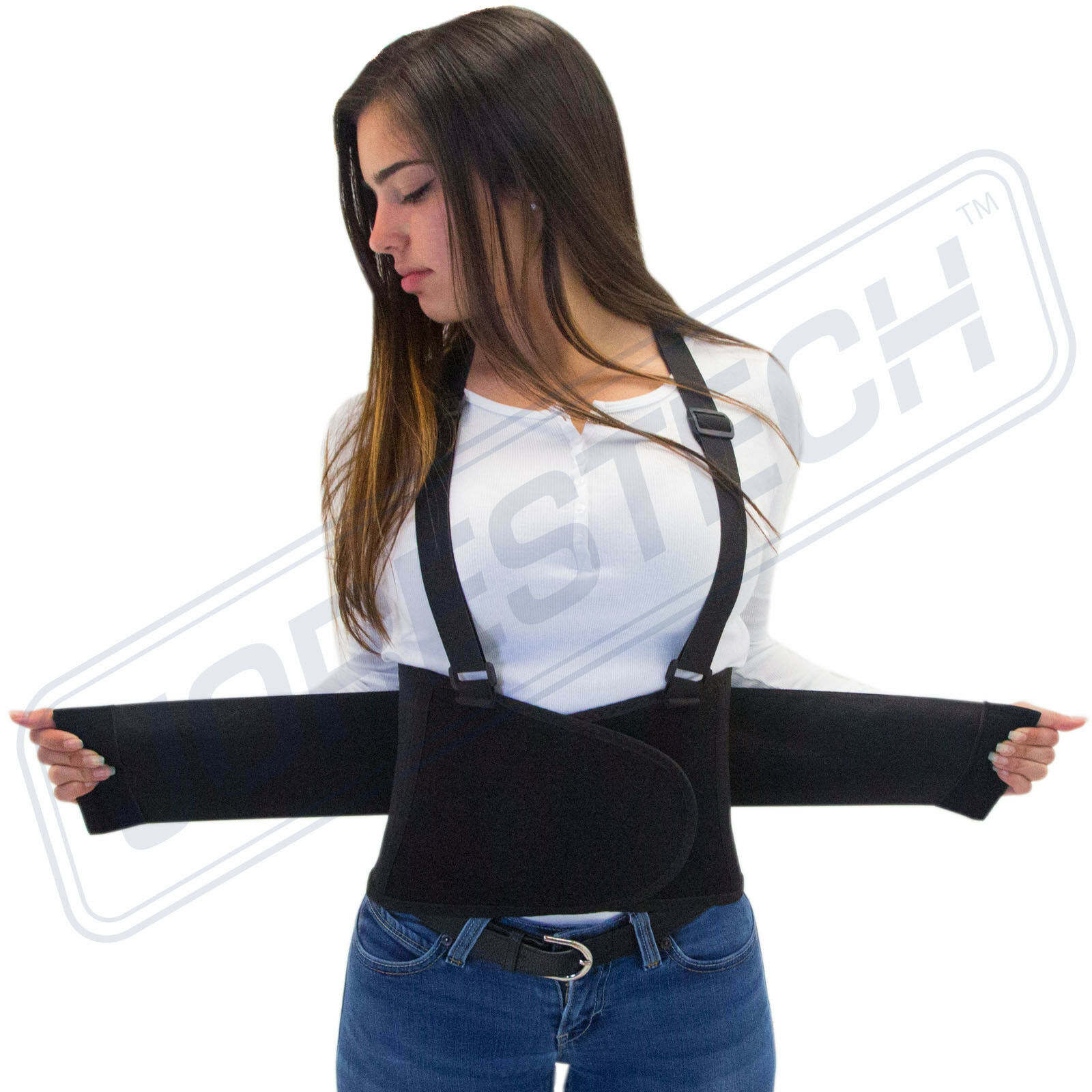 Heavy Duty Lift Lumbar Lower Back Waist Support Belt Brace Suspenders For Work