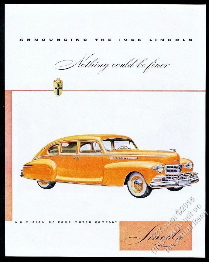 1946 Lincoln Sedan Orange Car Vintage Print Ad