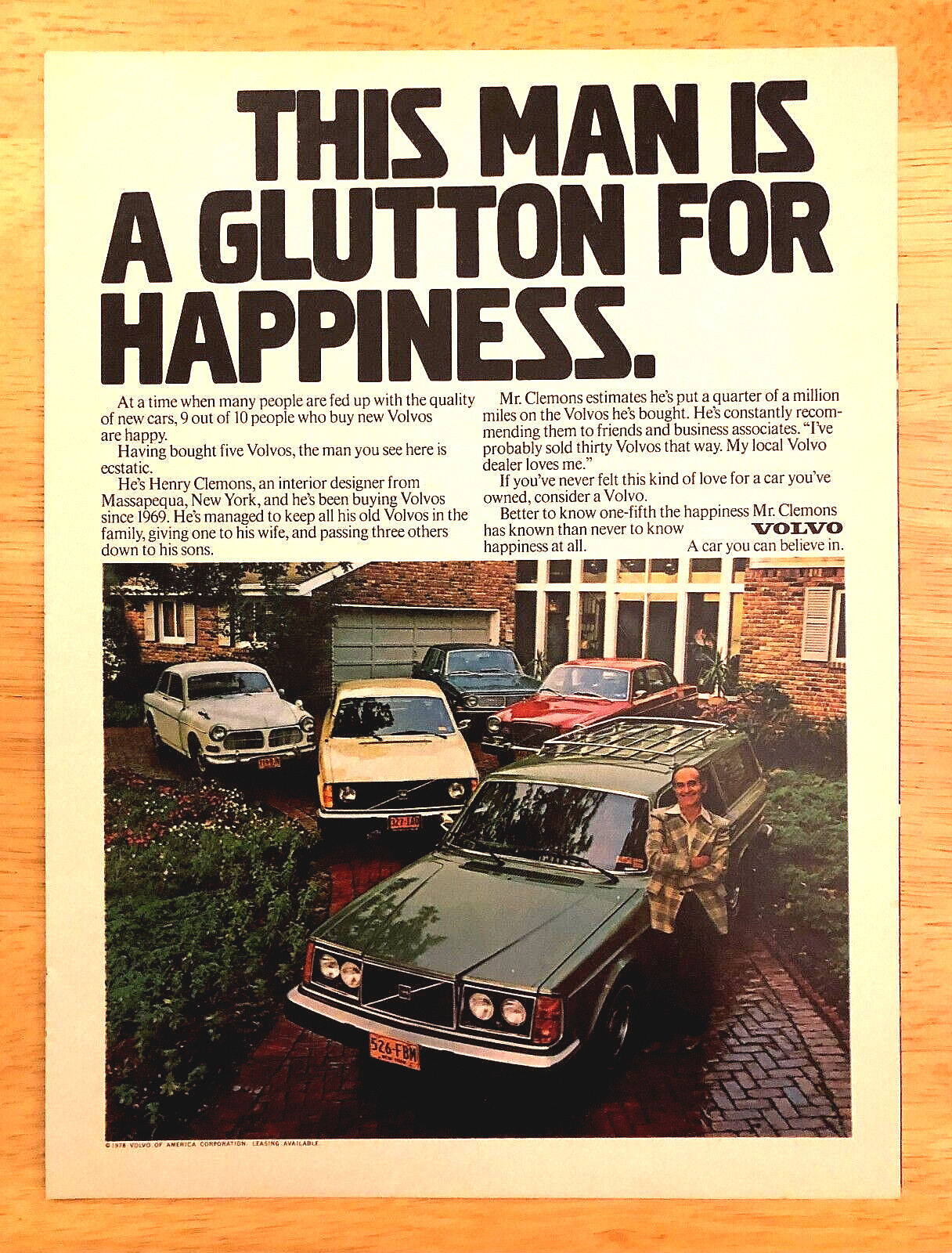 1969 To 1979 Volvos—repeat Buyer—original Vintage Magazine Print Ad