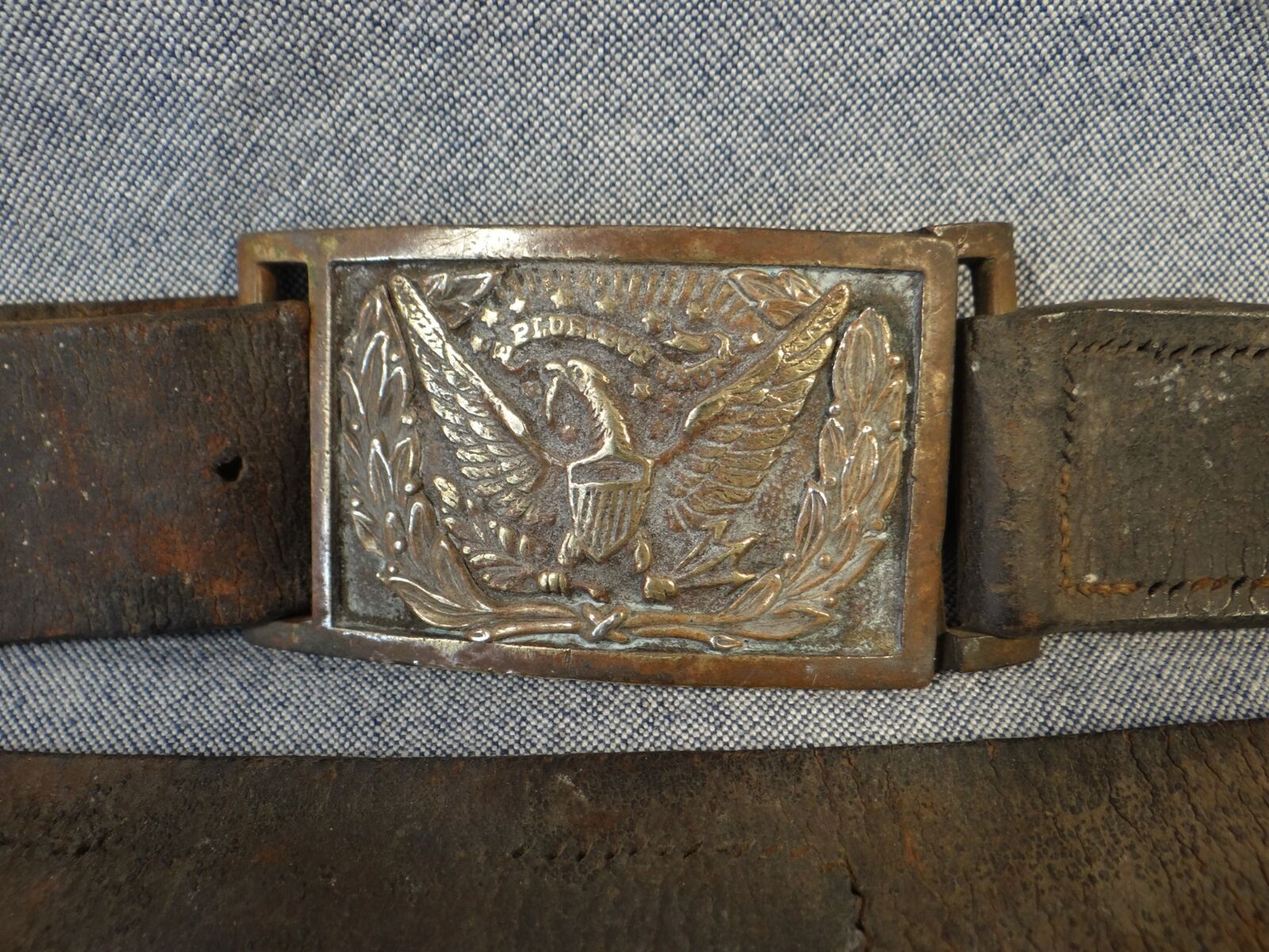 Civil War Officers Belt Buckle & Original Leather Federal Eagle Military 1851