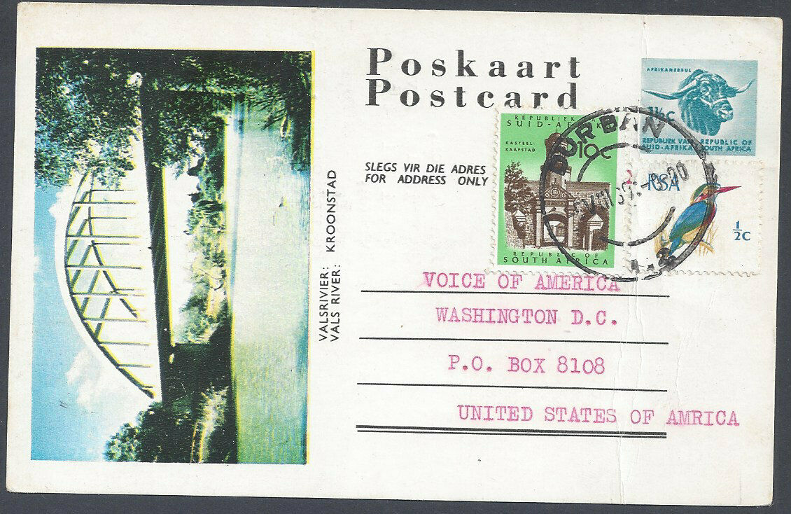 South Africa: 1969,8,5 1 1/2c Postal Card (h&g 46) To Washington, D.c.