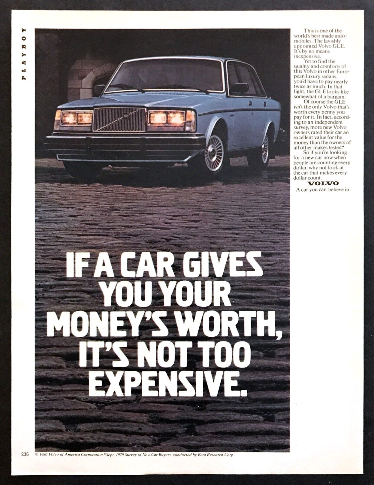 1981 Volvo Gle Luxury Sedan Photo "lavishly Appointed" Vintage Print Ad