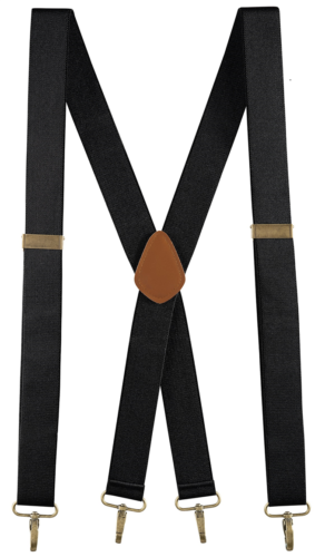 Buyless Fashion Men Adjustable Suspenders 48" 1 1/4" X Back With Metal Hooks