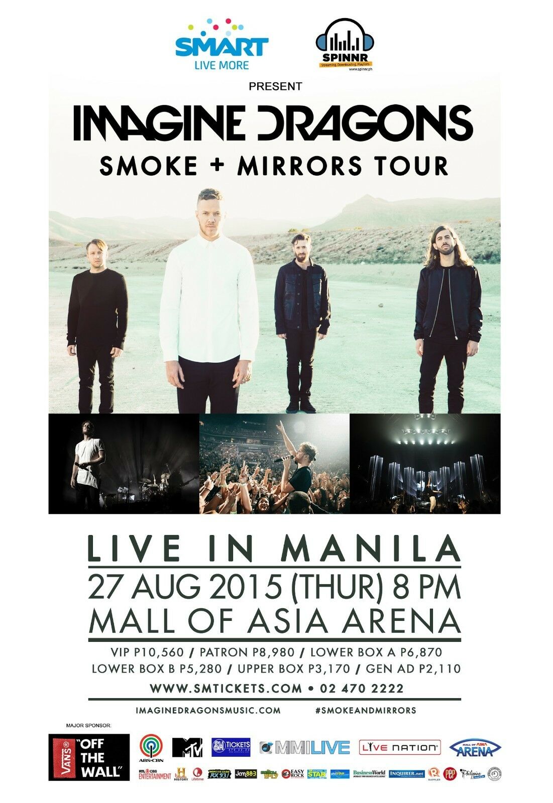 Imagine Dragons "smoke + Mirrors Tour" 2015 Manila, Philippines Concert Poster