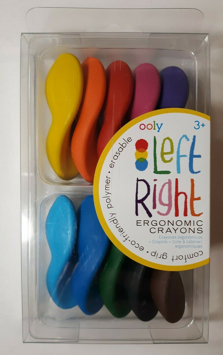 Ooly Left Right Ergonomic Crayons Set Of 10 Polymer Erasable New Crayons Age 3+